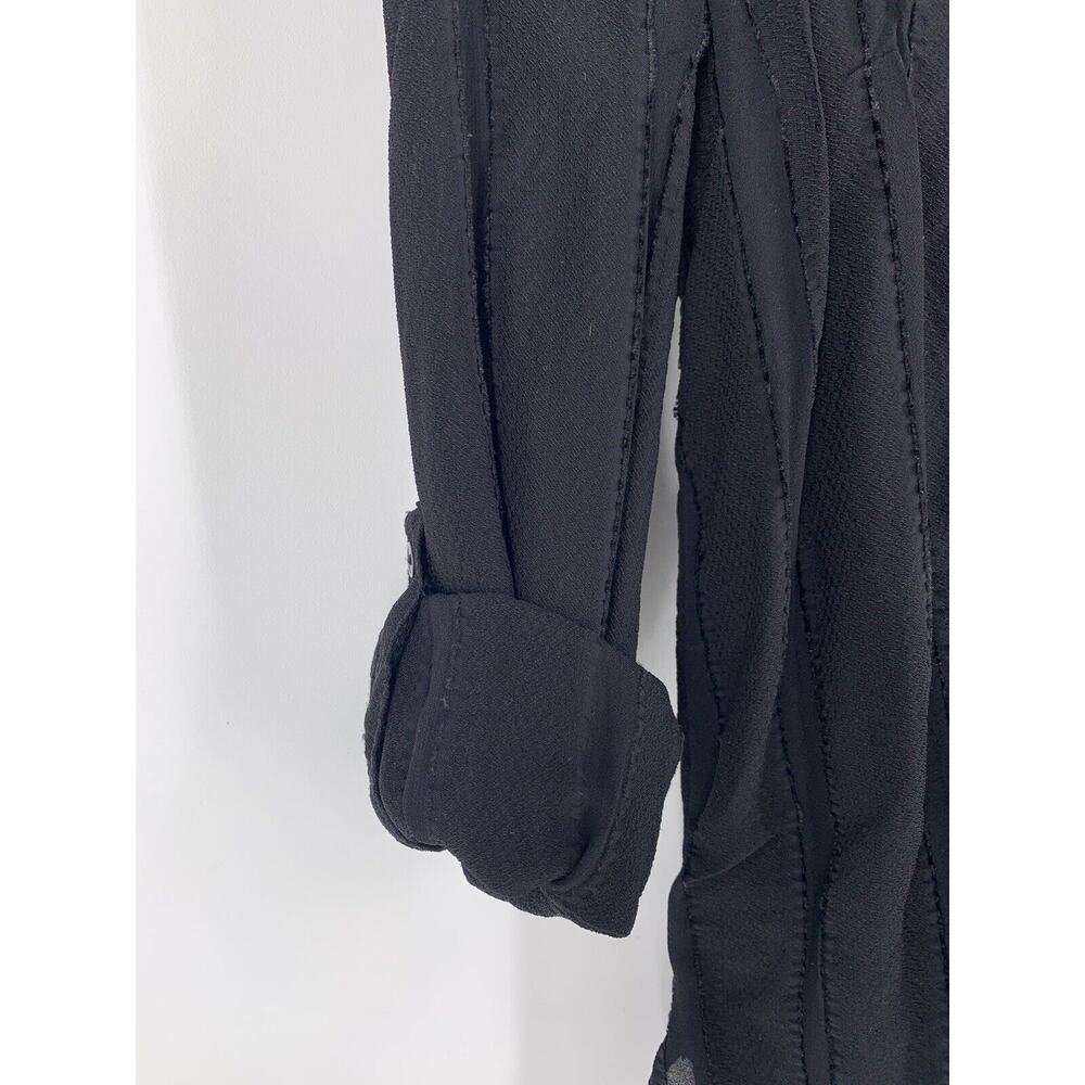 Intermix Angelina Striped Chiffon Top Blouse Black Semi Sheer M - Picture 7 of 12